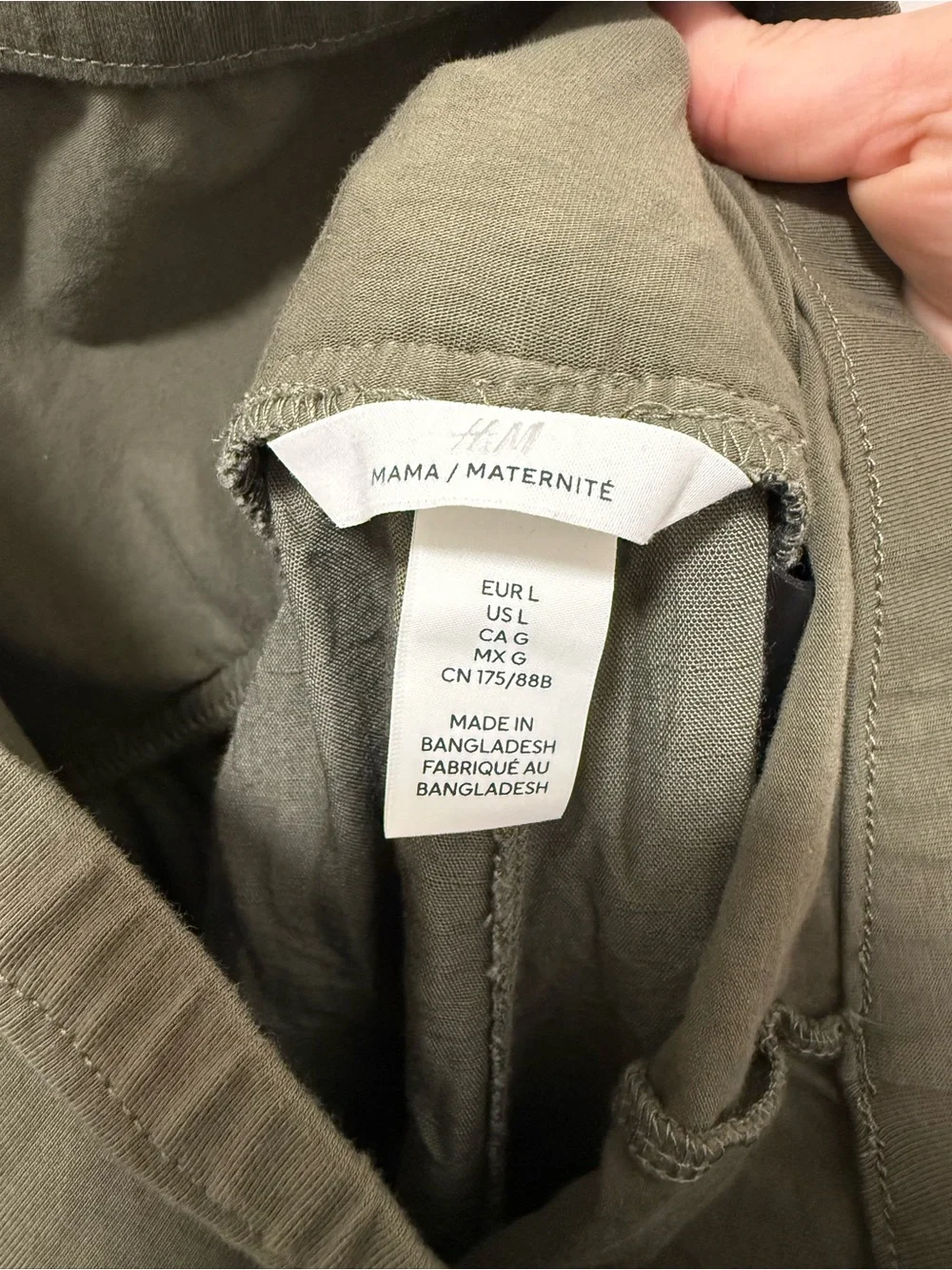 H&M women’s size L Olive Green Maternity Linen blend pants